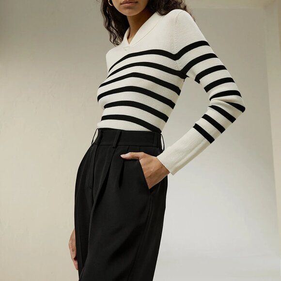 Lilysilk merino wool striped sweater XS - Picture 2 of 10